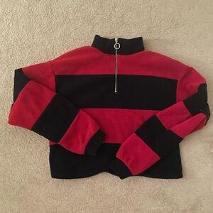 Bershka Red and Black Striped Sweatshirt